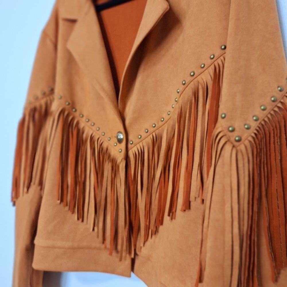 SHEIN Curve Faux Suede Western Cowgirl Equestrian Fringe Jacket Plus Size 4XL - Picture 5 of 10